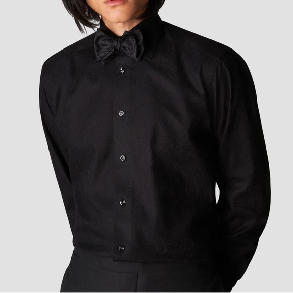 Eton Black Paisley Jacquard Tuxedo Shirt slim - Picture 3 of 10